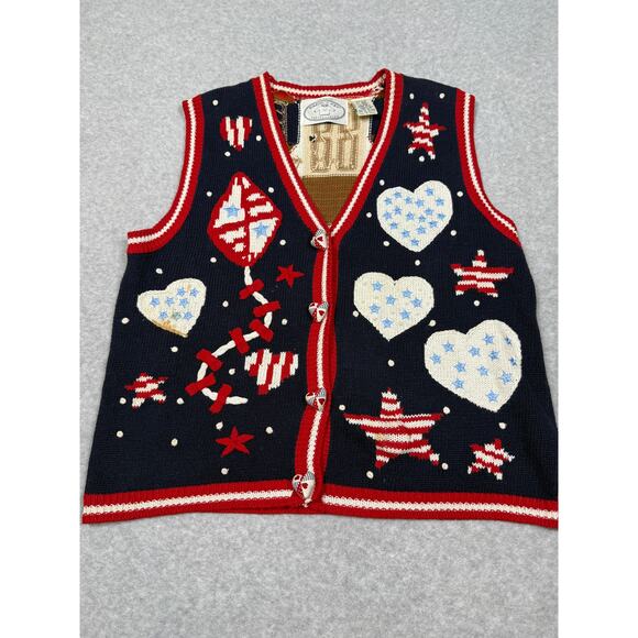 Eagle's Eye Sweaters - Vintage Eagle's Eye 4th Of July Sweater Vest Womens Size L